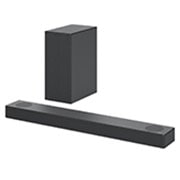 LG Soundbar S75Q, Διαγώνια όψη του sound bar και του πίσω ηχείου, S75Q, thumbnail 2