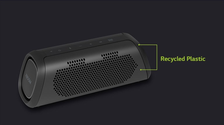 Υπάρχει μια διαγώνια άποψη του ηχείου, όπου φαίνονται τα ανακυκλωμένα μέρη.