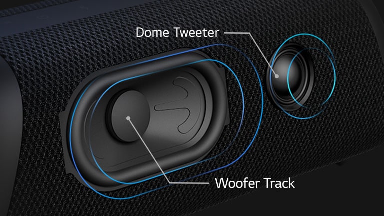 New Track-Type Woofer<br>Delivers Powerful Sound