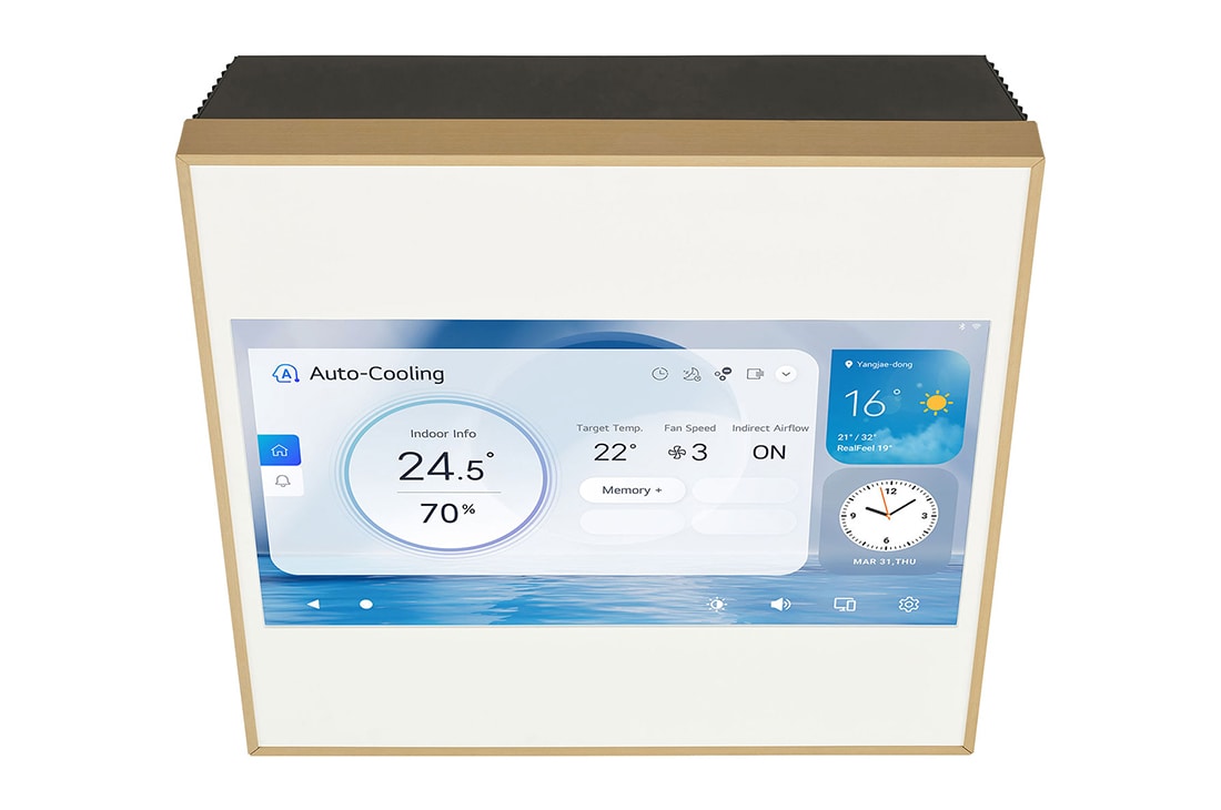 LG Artcool Gallery Premium, Κλιματιστικό Inverter 12.000 BTU, LCD Oθόνη 27'' στην πρόσοψη, top perspective, A12GA2, thumbnail 10