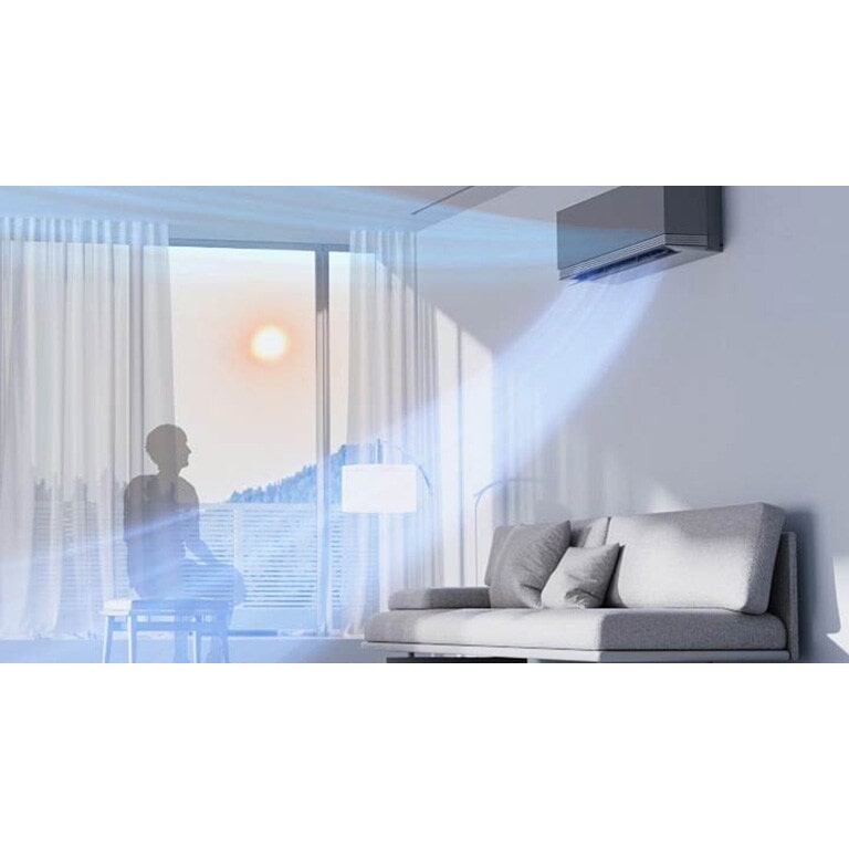 Κλιματιστικό LG σε σαλόνι με έναν αισθητήρα ραντάρ για την προσαρμογή της διεύθυνσης ροής αέρα βάσει θερμοκρασίας.	