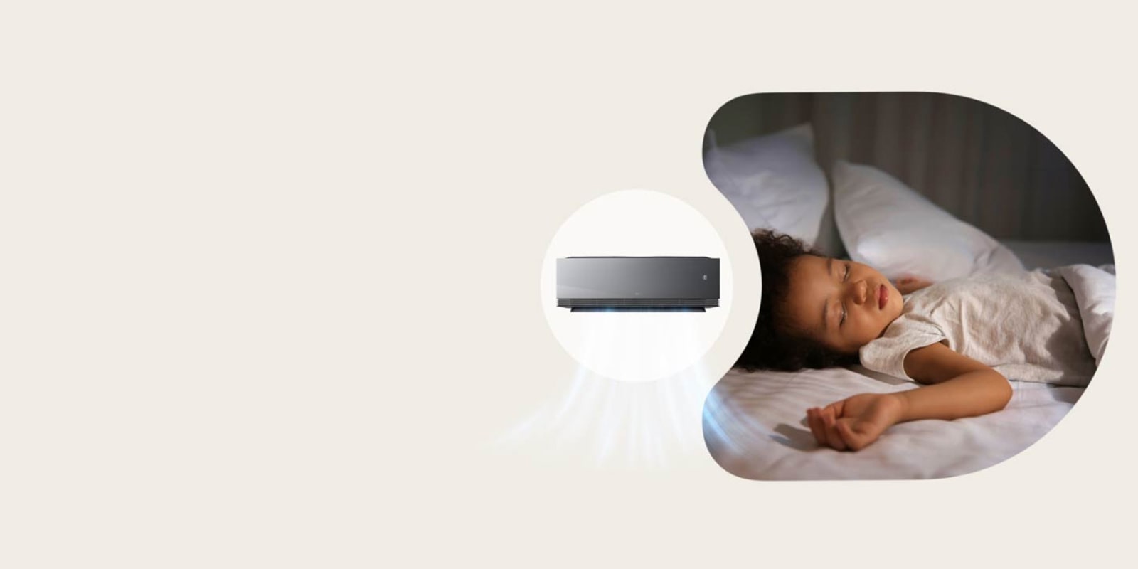 Άτομα κοιμούνται γαλήνια με το κλιματιστικό LG με το Sleep Timer+ για εξατομικευμένη ψύξη κατά τη διάρκεια της νύχτας.	