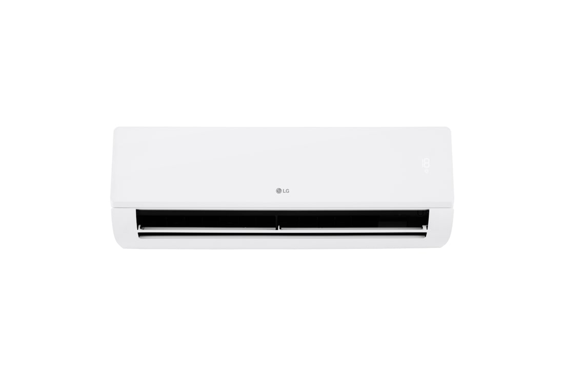 LG Ocean (W Look) Dualcool Monosplit Air Conditioner | 24000 BTU | Wi-Fi, Comfort Air, 10-ετή εγγύηση συμπιεστή, Μπροστινή όψη υπό χαμηλή γωνία του κλιματιστικού LG Libero Smart Dualcool Monosplit με ανοιχτή κάτω περσίδα., EZ24CSN, thumbnail 12