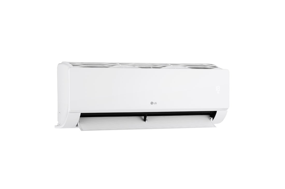 LG Ocean (W Look) Dualcool Monosplit Air Conditioner | 12000 BTU | Wi-Fi, Comfort Air, 10-ετή εγγύηση συμπιεστή, Δεξιά πλαϊνή όψη του κλιματιστικού LG Libero Smart Dualcool Monosplit με ανοιχτή κάτω περσίδα., EZ12CSN, thumbnail 6