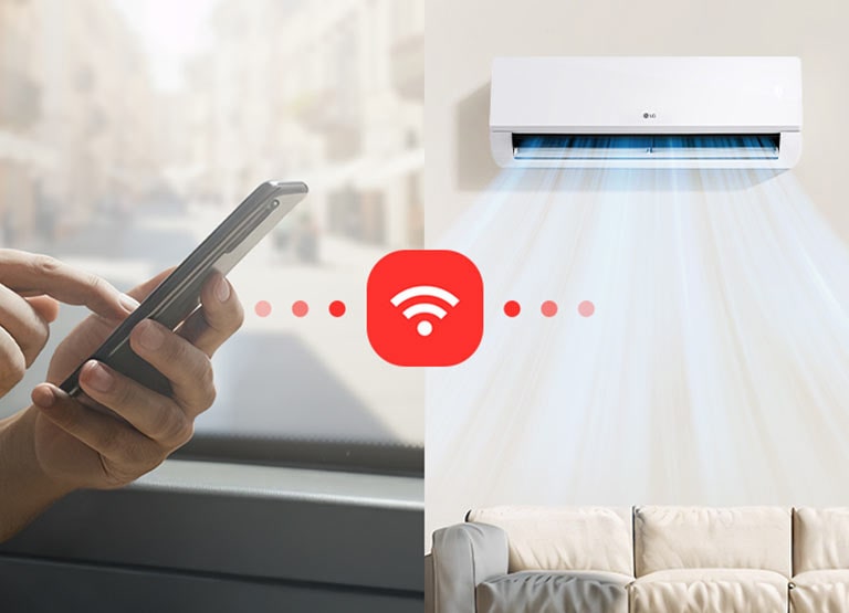 Εικόνα χειρισμού της ροής αέρα ψύξης του κλιματιστικού μέσω smartphone.