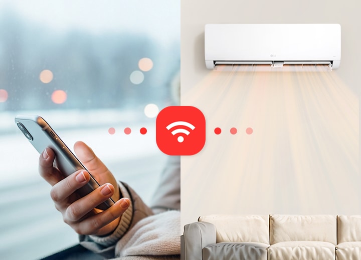 Εικόνα χειρισμού της ροής αέρα θέρμανσης του κλιματιστικού μέσω smartphone.