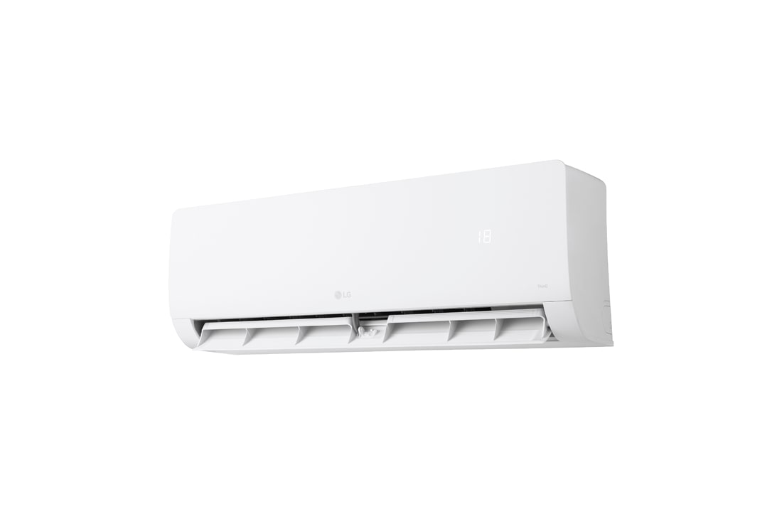 LG Κλιματιστικό LG Dualcool Pro Monosplit | 9000 BTU | Ψύξη, θέρμανση, Αριστερή μπροστινή όψη υπό χαμηλή γωνία του κλιματιστικού LG Libero Monosplit με ανοιχτή κάτω περσίδα., WZ09AWN, thumbnail 8