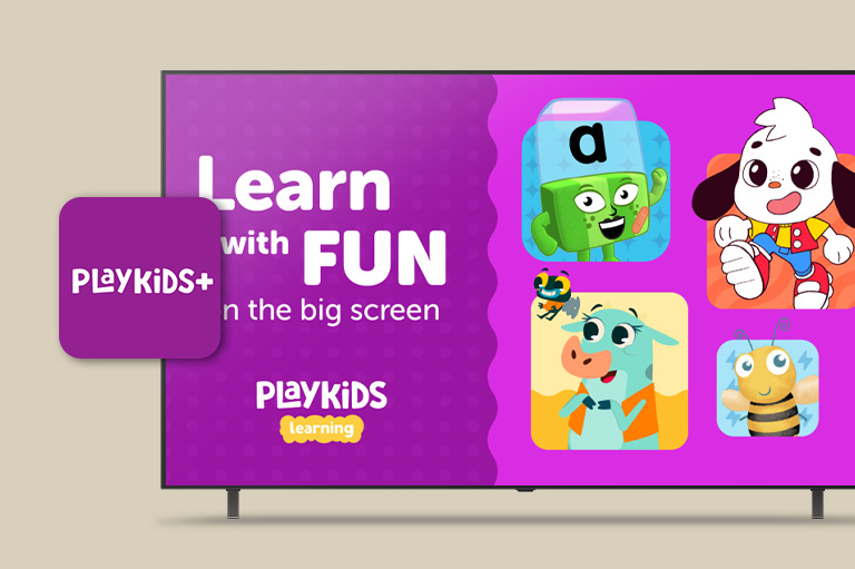Το λογότυπο PlayKids+ εμφανίζεται μπροστά από την LG TV