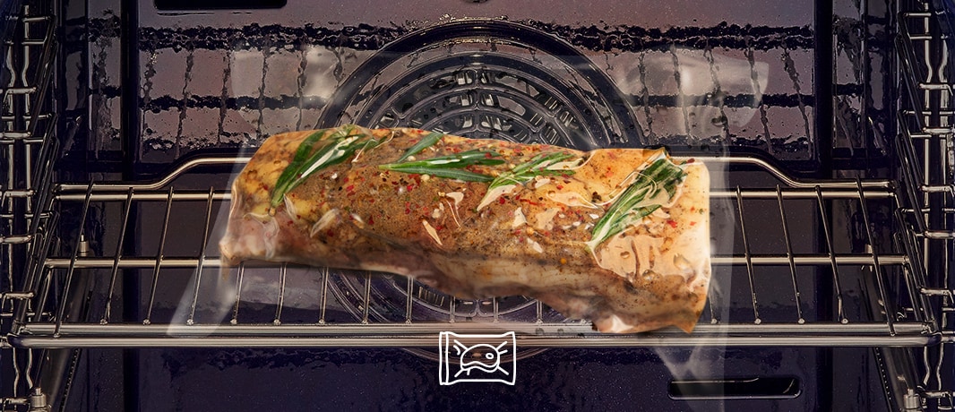 Αυτή είναι μια εικόνα μαγειρεμένου κρέατος σε κενό αέρος με air sous vide.