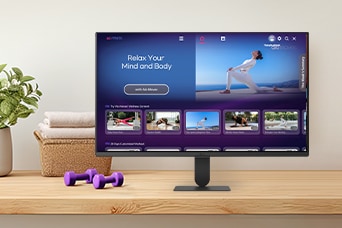 Η οθόνη LG Smart Monitor δείχνει διάφορα βίντεο LG Fitness.