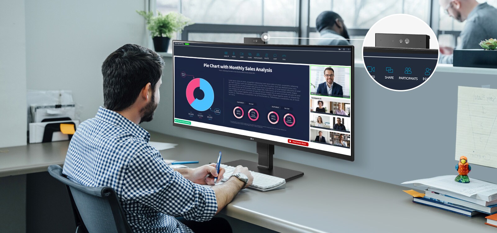 Η αναδυόμενη Webcam Full HD προσφέρει ενσωματωμένο μικρόφωνο.