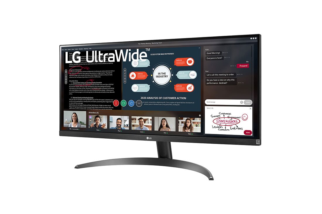 LG Οθόνη IPS 29'' UltraWide™ Full HD 21:9 με AMD FreeSync™, πλαϊνή όψη -15 μοιρών, 29WP500-B, thumbnail 2