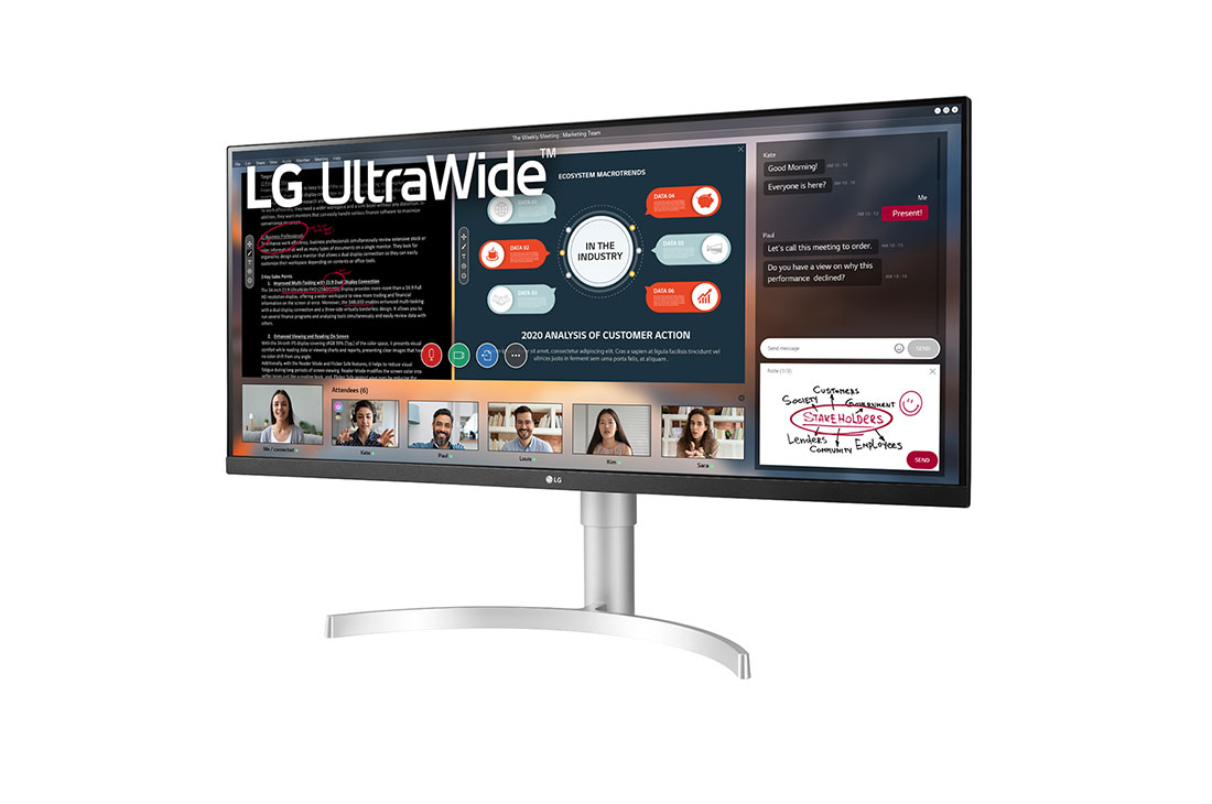 LG Οθόνη 34'' UltraWide™ Full HD (2560x1080) HDR IPS, πλαϊνή όψη σε γωνία +15 μοιρών, 34WN650-W, thumbnail 2