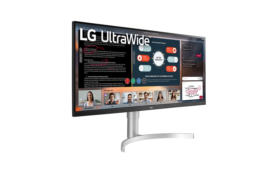 LG Οθόνη 34'' UltraWide™ Full HD (2560x1080) HDR IPS, προοπτική όψη, 34WN650-W, thumbnail 4