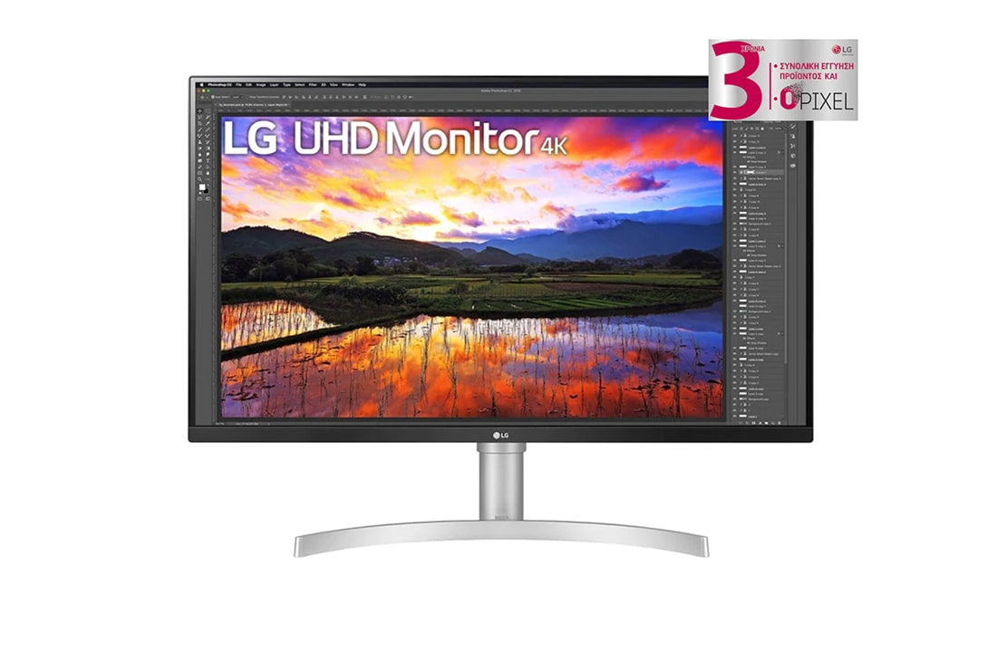 LG Οθόνη 31,5'' UHD 4K (3840x2160) HDR IPS, μπροστινή όψη, 32UN650-W