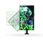 LG Οθόνη Ergo Gaming 27'' UltraGear™ Nano IPS 1 ms (GtG), μπροστινή όψη της οθόνης με περιστροφή στον οριζόντιο άξονα +90 μοιρών, 27GN880-B, thumbnail 7