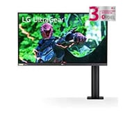 LG Οθόνη Ergo Gaming 27'' UltraGear™ Nano IPS 1 ms (GtG), μπροστινή όψη με βραχίονα μόνιτορ στα δεξιά, 27GN880-B, thumbnail 1