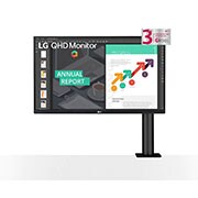 LG Οθόνη 27'' QHD Ergo IPS με θύρα USB Type-C™, Μπροστινή όψη βραχίονα μόνιτορ στα δεξιά, 27QN880-B, thumbnail 1