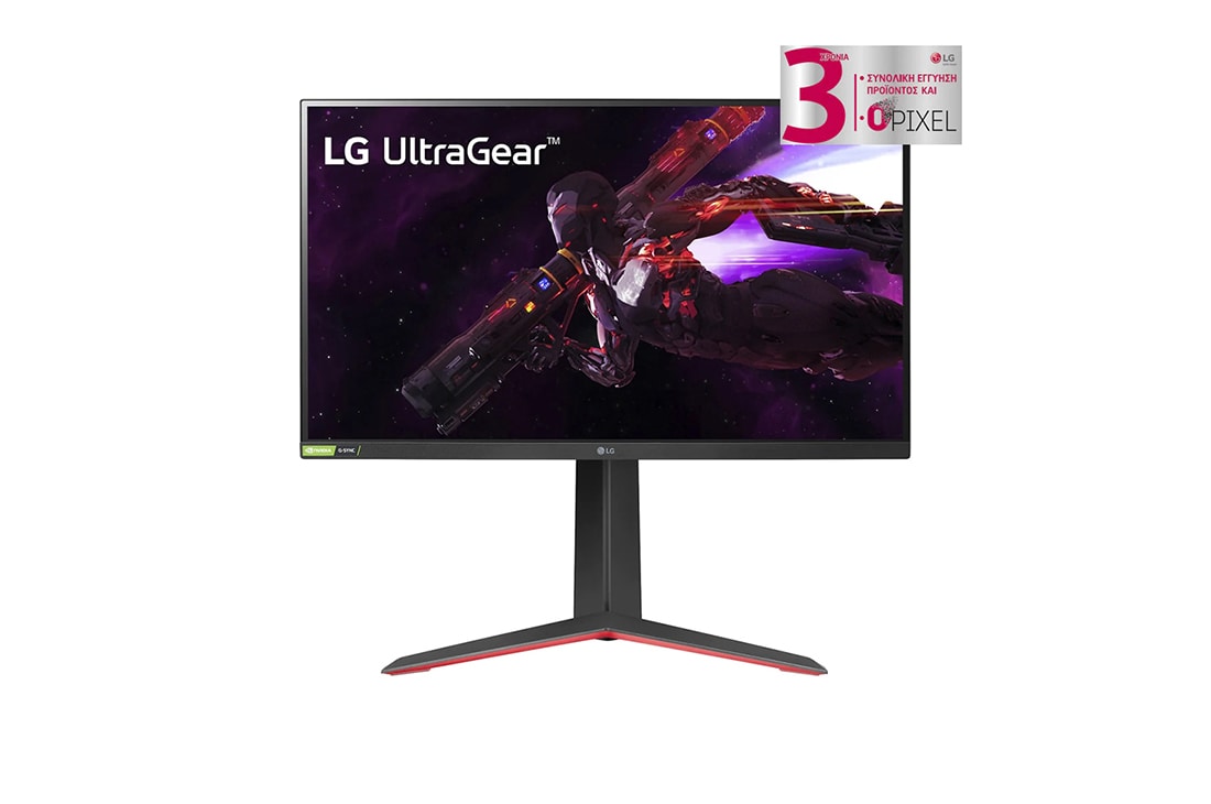 LG Οθόνη 27'' UltraGear™ Nano IPS 1 ms για παιχνίδια, συμβατή με NVIDIA® G-SYNC®, μπροστινή όψη, 27GP850P-B