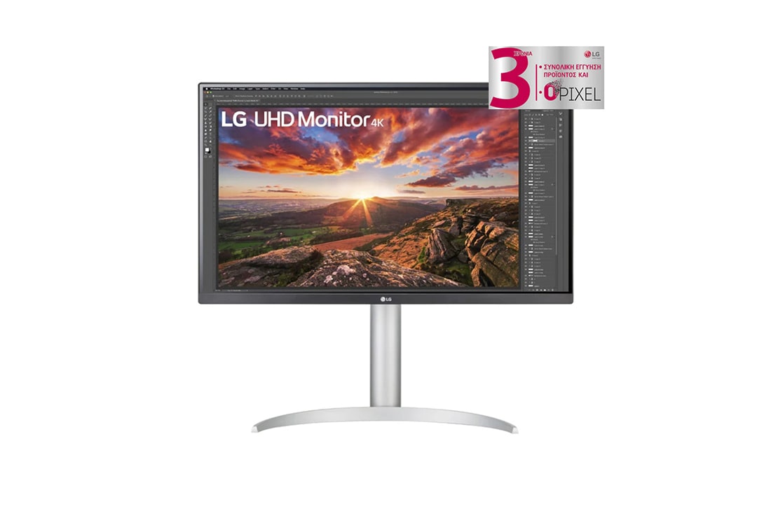 LG Οθόνη IPS 27'' UHD 4K με VESA DisplayHDR™ 400, μπροστινή όψη, 27UP850-W