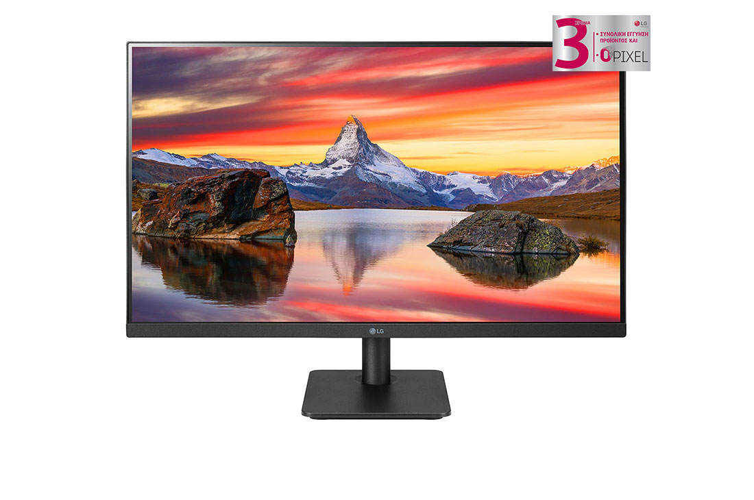 LG Οθόνη 27'' IPS Full HD Monitor Σχεδιασμός με ελάχιστο πλαίσιο οθόνης, μπροστινή όψη, 27MP400P-B