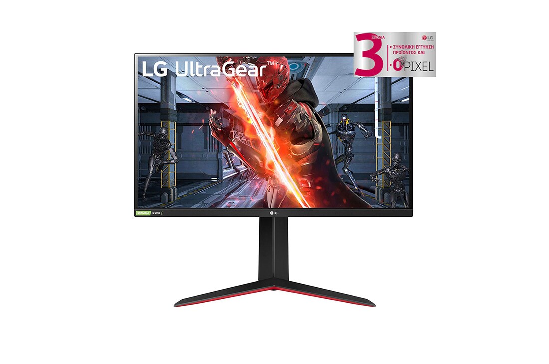 LG Οθόνη 27'' UltraGear™ Nano IPS 1 ms, συμβατή με NVIDIA® G-SYNC®, μπροστινή όψη, 27GN850-B