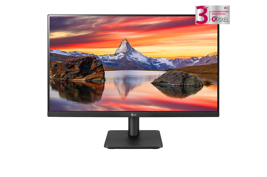 LG Οθόνη 23,8'' IPS Full HD με τρίπλευρη σχεδίαση κυριολεκτικά χωρίς περιθώριο, μπροστινή όψη, 24MP400P-B