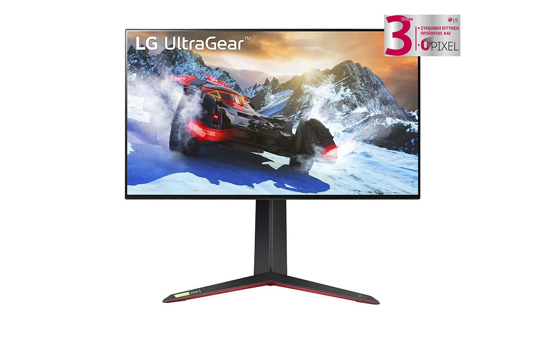 LG Οθόνη 27'' UHD 4K UltraGear™ Nano IPS 1 ms (GtG) για παιχνίδια, με υποστήριξη 4K & 120 Hz από HDMI 2.1, μπροστινή όψη, 27GP950-B