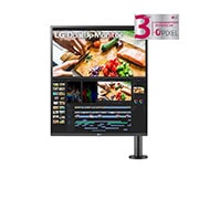 LG Οθόνη 27,6 ιντσών 16:18 DualUp με ERGO βάση και USB Type-C™, μπροστινή όψη με βραχίονα μόνιτορ στα δεξιά, 28MQ780-B, thumbnail 1