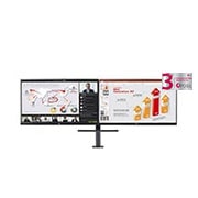 LG Οθόνη Ergo Dual QHD 27'' με σύνδεση Daisy Chain, Μπροστινή όψη με μονάδες δίπλα-δίπλα, 27QP88DP-BS, thumbnail 1