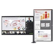 LG Οθόνη Ergo Dual QHD 27'' με σύνδεση Daisy Chain, Μπροστινή όψη με μία μονάδα κεντρικά και μία σε κατακόρυφο προσανατολισμό, 27QP88DP-BS, thumbnail 2
