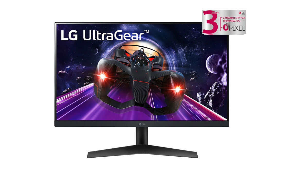 LG Οθόνη για παιχνίδια 23,8'' UltraGear™ Full HD IPS 1 ms (GtG), μπροστινή όψη, 24GN60R-B