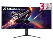 LG Κυρτή οθόνη UltraGear™ OLED 45'' WQHD για παιχνίδια, με ρυθμό ανανέωσης 240 Hz και χρόνο απόκρισης 0,03 ms (GtG), μπροστινή όψη, 45GR95QE-B, thumbnail 1