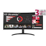 LG Κυρτό εργονομικό μόνιτορ 34'' 21:9 Curved UltraWide™ QHD (3440 x 1440), μπροστινή όψη, 34WR50QC-B, thumbnail 1