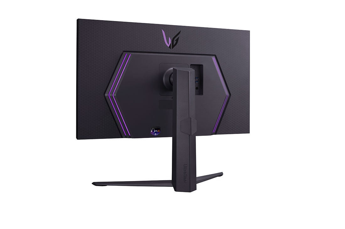 LG Οθόνη LG UltraGear™ 32 ιντσών για παιχνίδια με ρυθμό ανανέωσης 144 Hz, πίσω προοπτική όψη με αναμμένα φώτα, 32GR93U-B, thumbnail 10