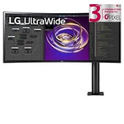 LG Κυρτό εργονομικό μόνιτορ 34'' 21:9 Curved UltraWide™ QHD (3440 x 1440), μπροστινή όψη με βραχίονα μόνιτορ στα δεξιά, 34WP88CP-B, thumbnail 1