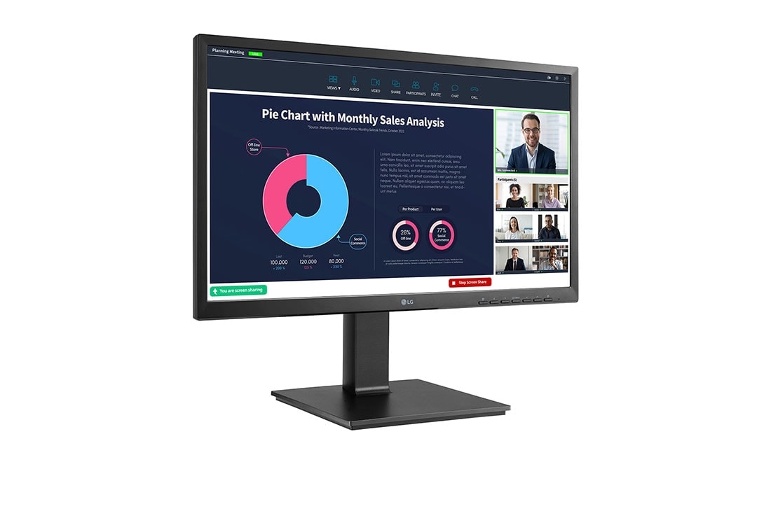 LG Οθόνη IPS Full HD (1920x1080) 23,8 ιντσών με ενσωματωμένη Webcam Full HD, πλαϊνή όψη σε γωνία +15 μοιρών, 24BP75CP-B, thumbnail 5