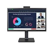 LG Οθόνη IPS Full HD (1920x1080) 23,8 ιντσών με ενσωματωμένη Webcam Full HD, μπροστινή όψη με αναδυόμενη Webcam Full HD, 24BP75CP-B, thumbnail 2