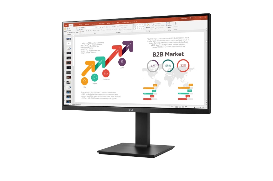 LG Οθόνη IPS Full HD (1920x1080) 27 ιντσών, πλαϊνή όψη σε γωνία -15 μοιρών, 27BP45YP-B, thumbnail 2