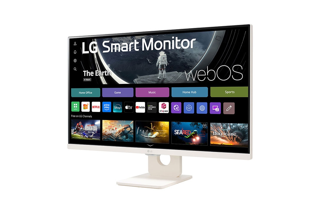 LG Smart Monitor IPS 27'' Full HD με webOS, πλαϊνή όψη σε γωνία -15 μοιρών, 27SR50F-W, thumbnail 2