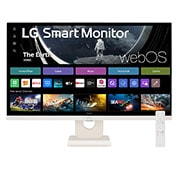 LG Smart Monitor IPS 27'' Full HD με webOS, μπροστινή όψη με τηλεχειριστήριο, 27SR50F-W, thumbnail 1