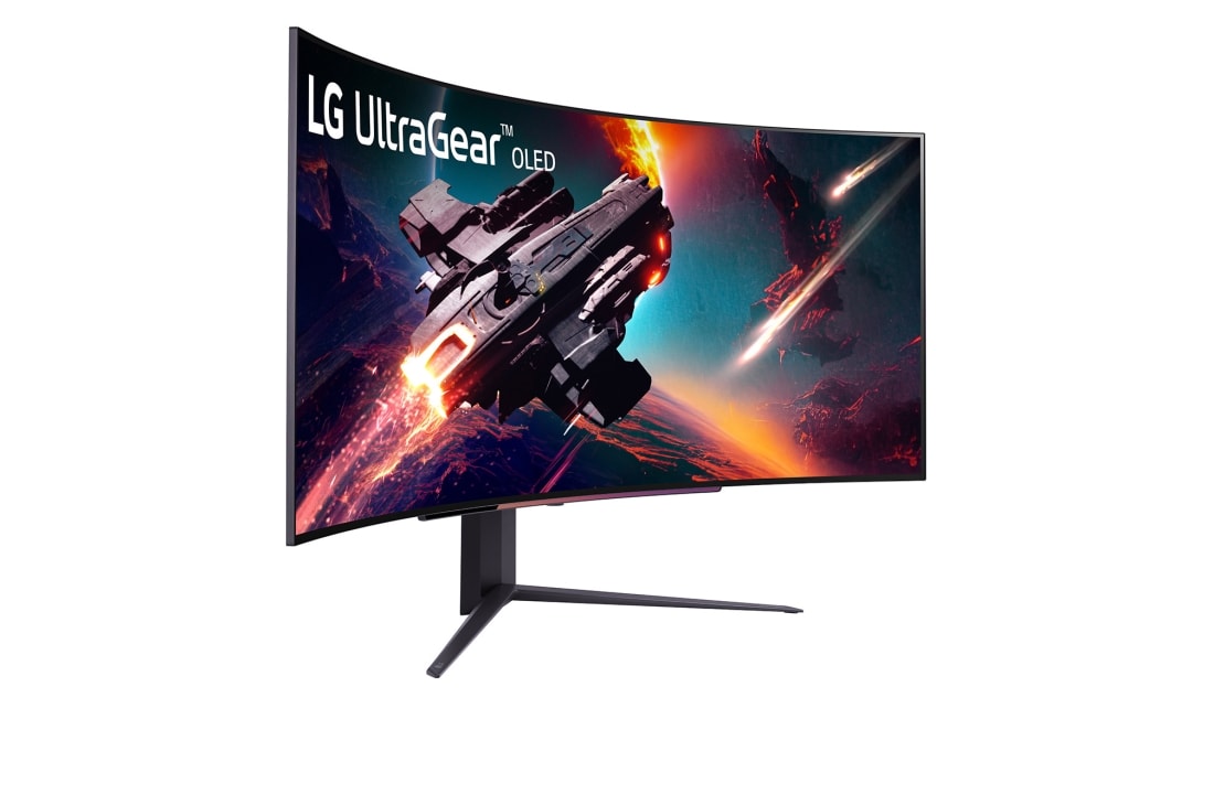 LG Κυρτή gaming οθόνη 45” UltraGear™ OLED | 800R, DisplayHDR True Black 400, 240Hz, 0.03ms (GtG), USB Type-C™, DepthSound, Μπροστινή πλαϊνή όψη με περιστροφή +45 μοιρών, 45GS95QE-B, thumbnail 4