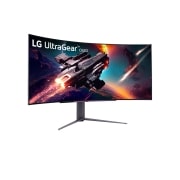 LG Κυρτή gaming οθόνη 45” UltraGear™ OLED | 800R, DisplayHDR True Black 400, 240Hz, 0.03ms (GtG), USB Type-C™, DepthSound, Μπροστινή πλαϊνή όψη με περιστροφή +15 μοιρών, 45GS95QE-B, thumbnail 3
