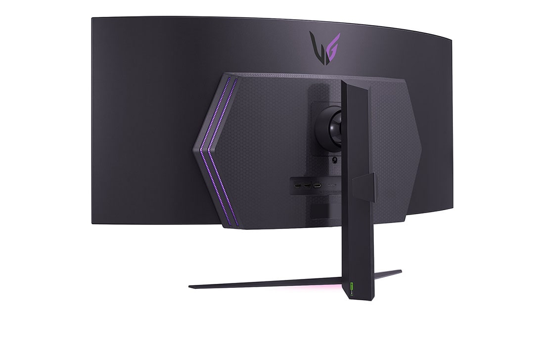 LG 45” UltraGear™ OLED curved gaming monitor | 800R, Ultra-WQHD, DisplayHDR True Black 400, 240Hz, 0.03ms (GtG), USB Type-C™, DepthSound, Πίσω προοπτική όψη με αναμμένα φώτα, 45GS96QB-B, thumbnail 10