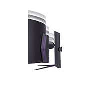 LG 45” UltraGear™ OLED curved gaming monitor | 800R, Ultra-WQHD, DisplayHDR True Black 400, 240Hz, 0.03ms (GtG), USB Type-C™, DepthSound, Πλαϊνή όψη βάσης με ρυθμιζόμενο ύψος με αναμμένα φώτα, 45GS96QB-B, thumbnail 14