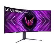 LG 45” UltraGear™ OLED curved gaming monitor | 800R, Ultra-WQHD, DisplayHDR True Black 400, 240Hz, 0.03ms (GtG), USB Type-C™, DepthSound, Μπροστινή πλαϊνή όψη με περιστροφή +45 μοιρών, 45GS96QB-B, thumbnail 4