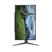 LG Οθόνη 27'' UltraGear™ QHD Nano IPS 180 Hz (O/C 200Hz) l 1ms (GtG), DisplayHDR™ 400, μπροστινή όψη της οθόνης, η οποία έχει περιστραφεί στον οριζόντιο άξονα κατά 90 μοίρες σε κατακόρυφη προβολή, 27GS85Q-B, thumbnail 10