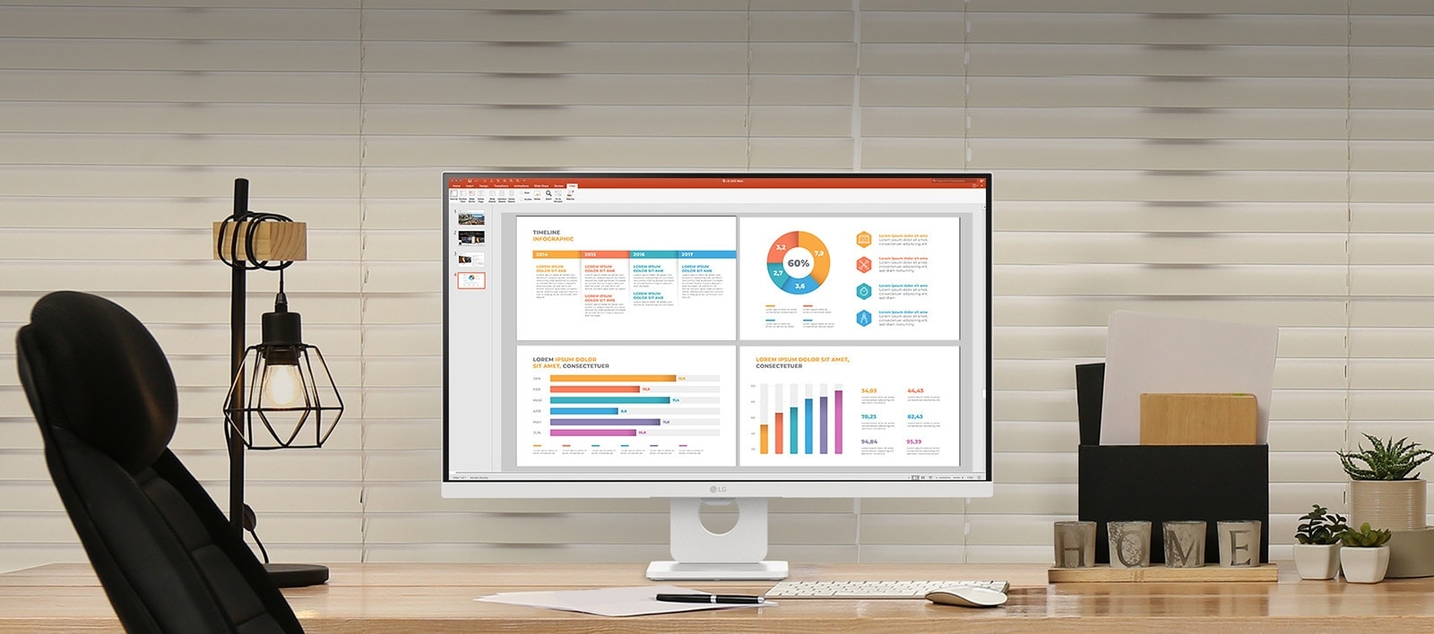 Na slici je prikazan LG Smart Monitor na radnom stolu, koji služi za rad i zabavu.