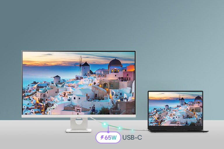 Μια φωτογραφία που δείχνει LG Smart Monitors σε ένα γραφείο και σπίτι.