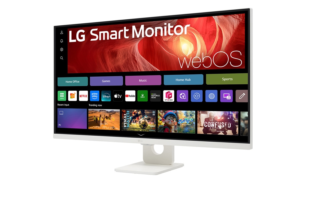 LG 31,5” 4K UHD Smart Monitor με webOS, πλαϊνή όψη σε γωνία -15 μοιρών, 32U721SA-W, thumbnail 3